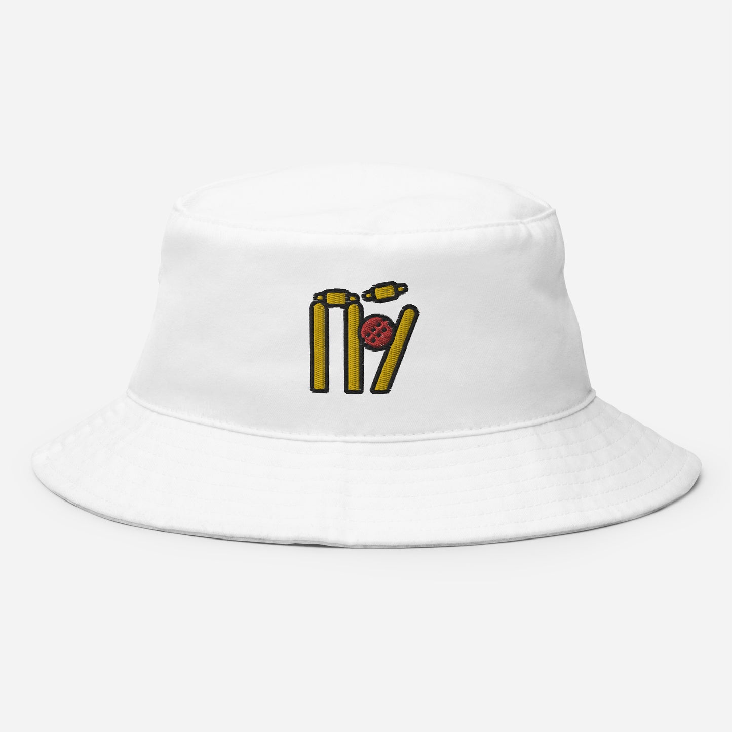 Cricket Wickets And Ball Bucket Hat, Embroidered Sports Cricketer Bucket Hat, Handmade Cricket Player Unisex Cotton Sun Hat