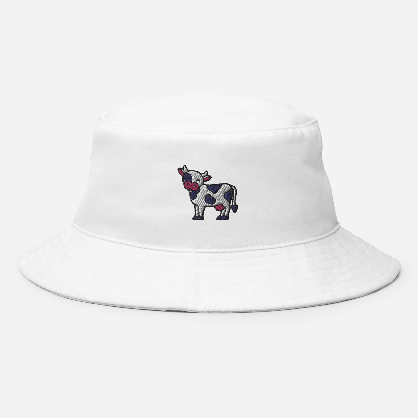 Holstein Cow Bucket Hat, Embroidered Milk Cow Bucket Hat, Handmade Farm Animal Unisex Cotton Sun Hat
