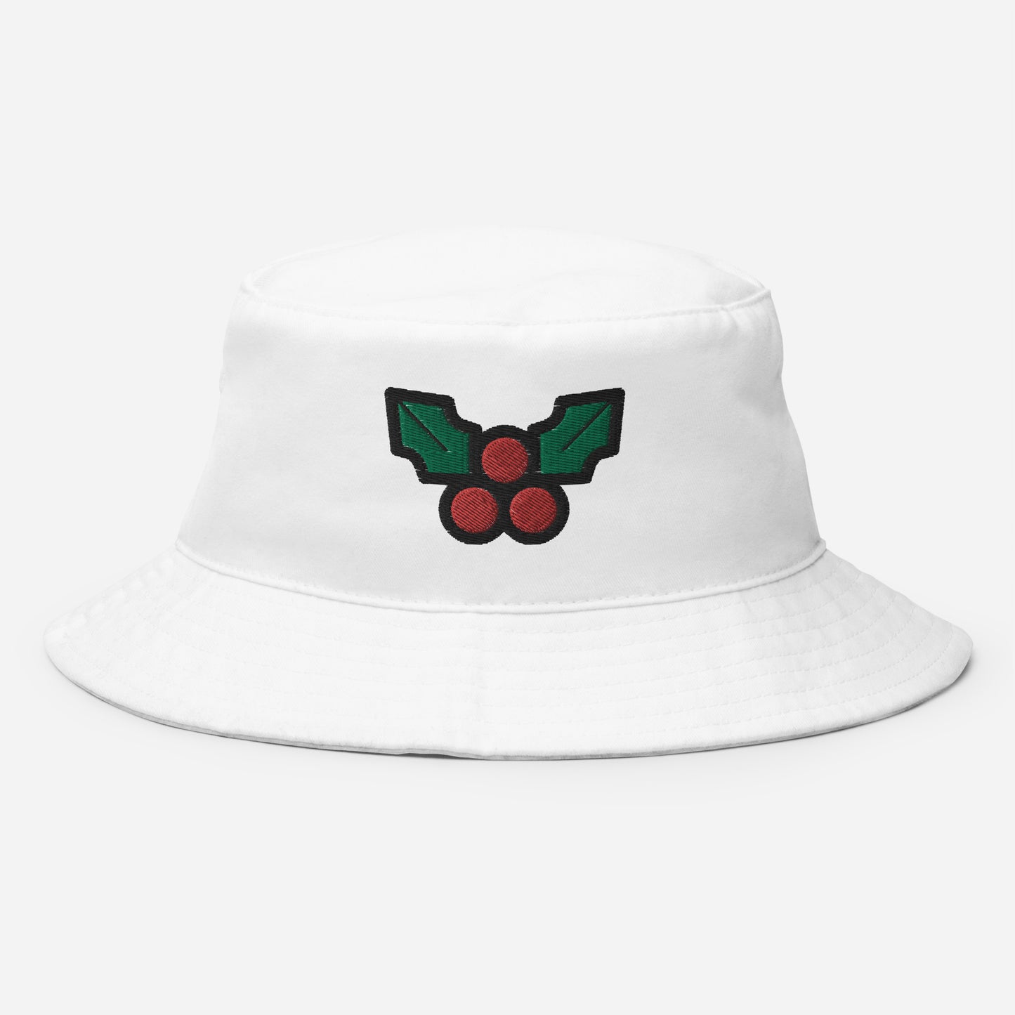 Christmas Mistletoe Bucket Hat, Embroidered Decoration Leaf Bucket Hat, Handmade Xmas Festive Unisex Cotton Sun Hat
