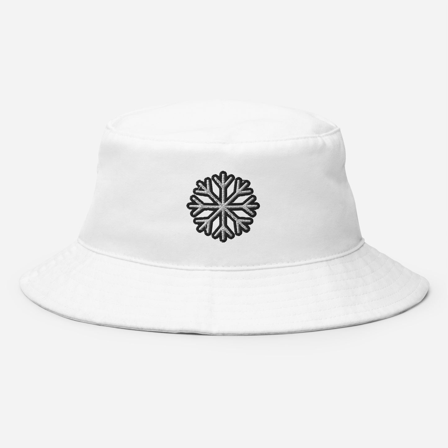Snowflake Bucket Hat, Embroidered Christmas Bucket Hat, Handmade Xmas Winter Festive Unisex Cotton Sun Hat