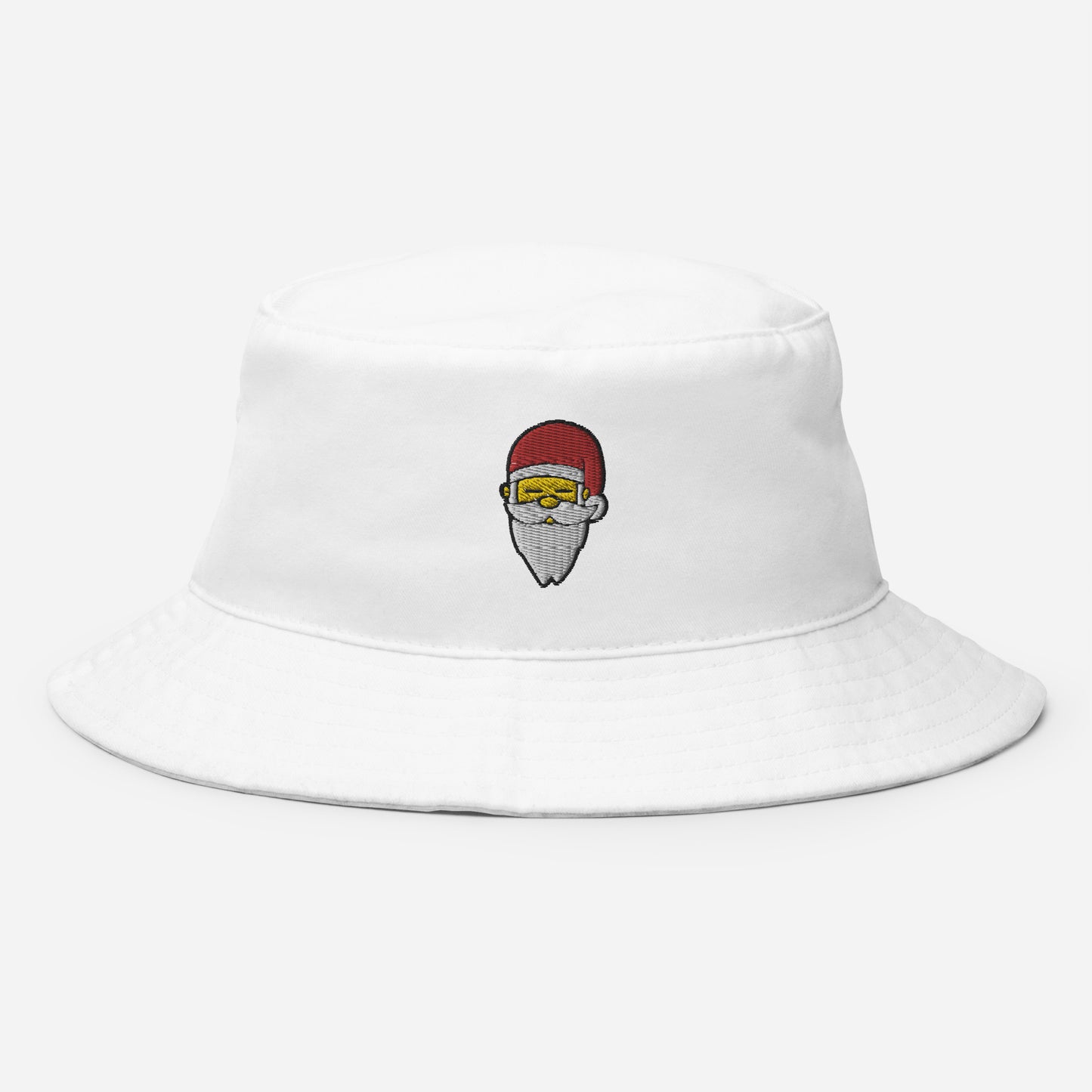 Santa Face Bucket Hat, Embroidered Christmas Santa Claus Bucket Hat, Handmade Xmas Festive Unisex Cotton Sun Hat