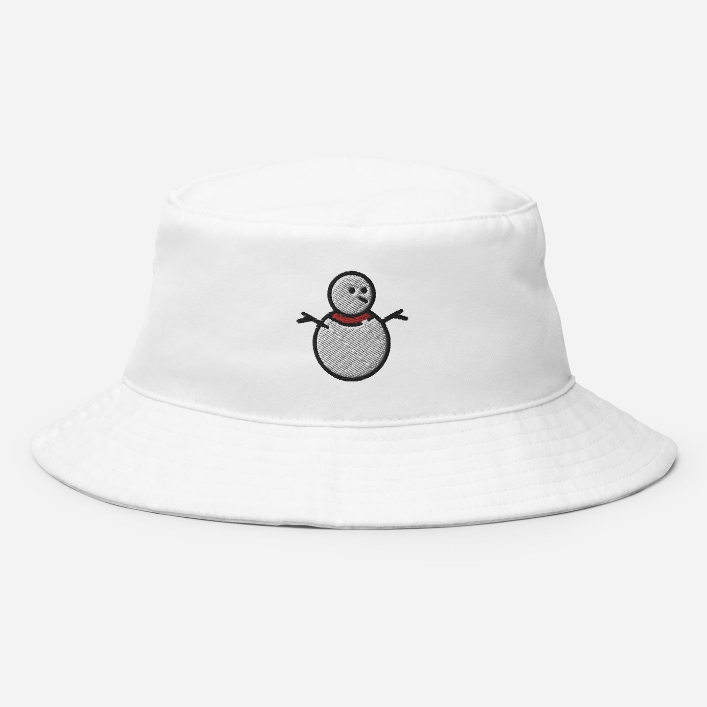 Snowman Bucket Hat, Embroidered Christmas Bucket Hat, Handmade Xmas Festive Unisex Cotton Sun Hat