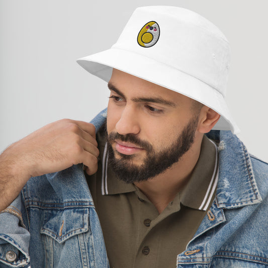 Boiled Egg Bucket Hat, Embroidered Cartoon Egg Bucket Hat, Handmade Egg Face Unisex Cotton Sun Hat