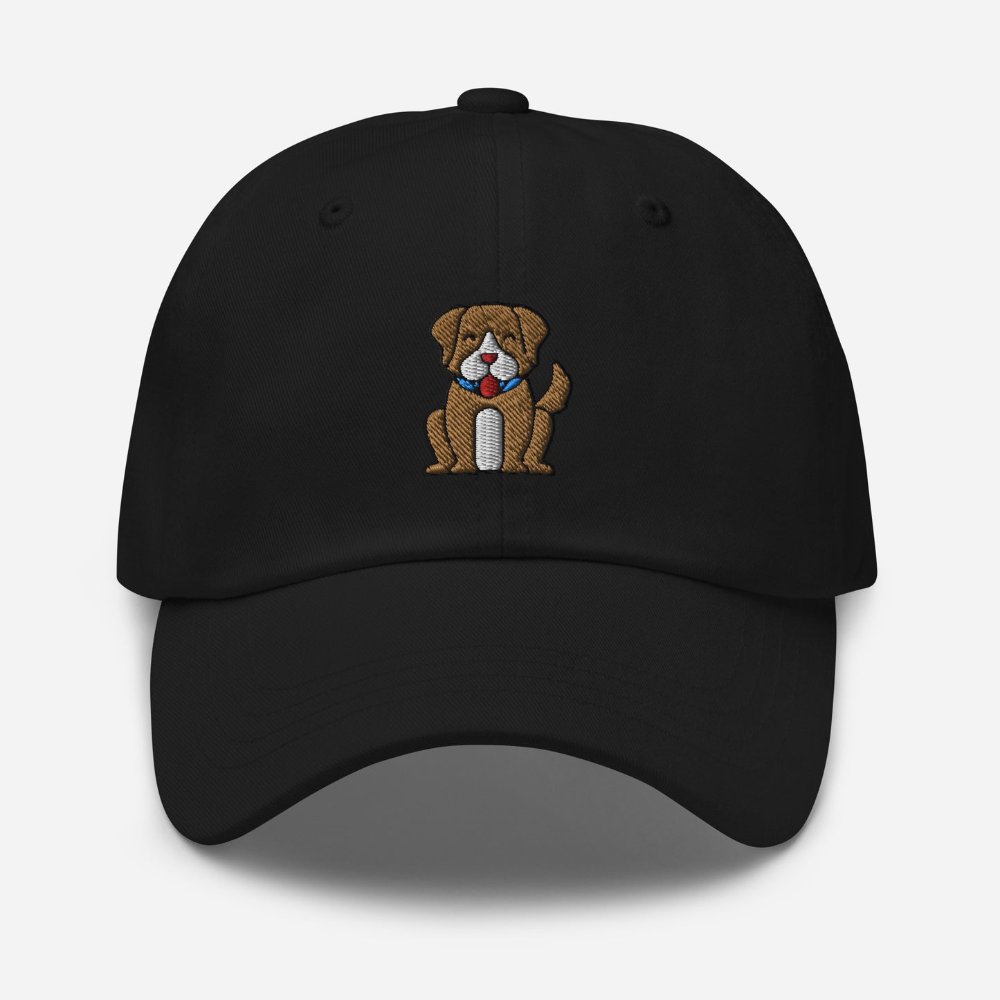 Cute Little Dog Dad Hat, Embroidered Puppy Dog Unisex Hat, Handmade Dad Cap, Smiling Animal Adjustable Baseball Gift Cap