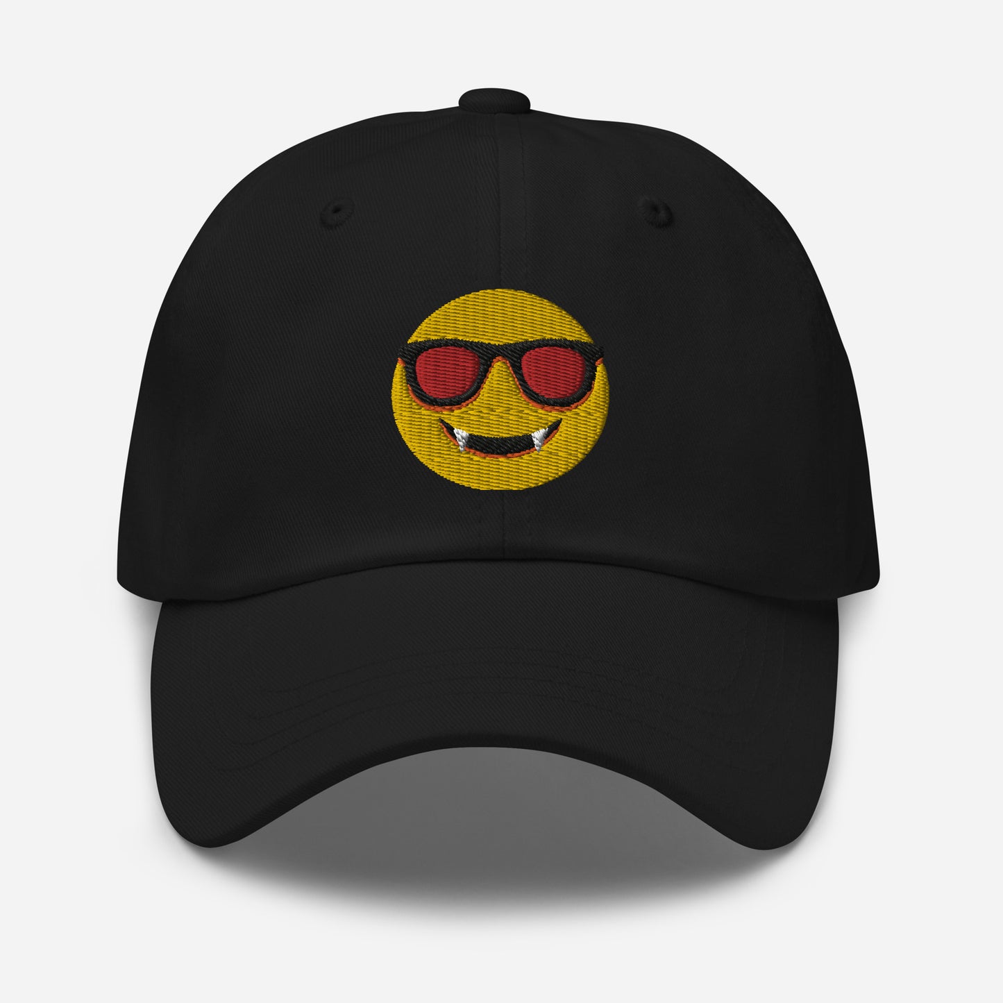 Halloween Dracula Face Dad Hat, Embroidered Evil Emoticon Unisex Hat, Handmade Dad Cap, Scary Smile Emoji Adjustable Baseball Gift Cap