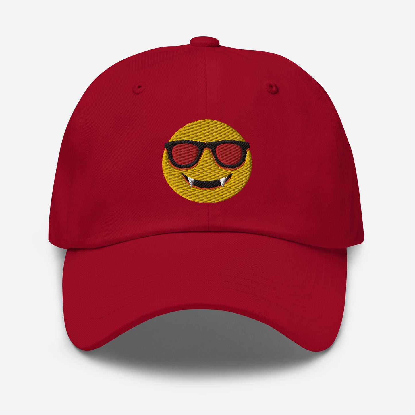 Halloween Dracula Face Dad Hat, Embroidered Evil Emoticon Unisex Hat, Handmade Dad Cap, Scary Smile Emoji Adjustable Baseball Gift Cap