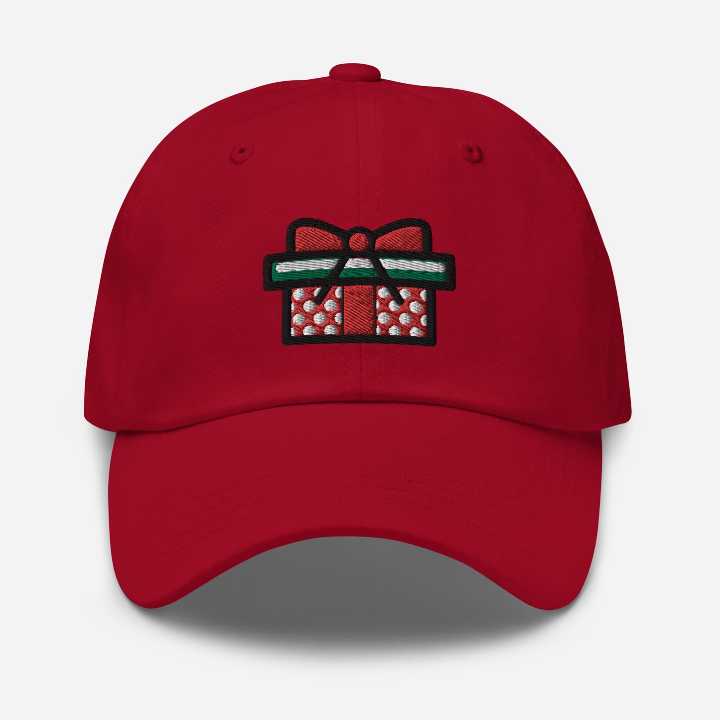 Gift Box Dad Hat, Embroidered Christmas Unisex Hat, Handmade Dad Cap, Xmas Festive Adjustable Baseball Gift Cap