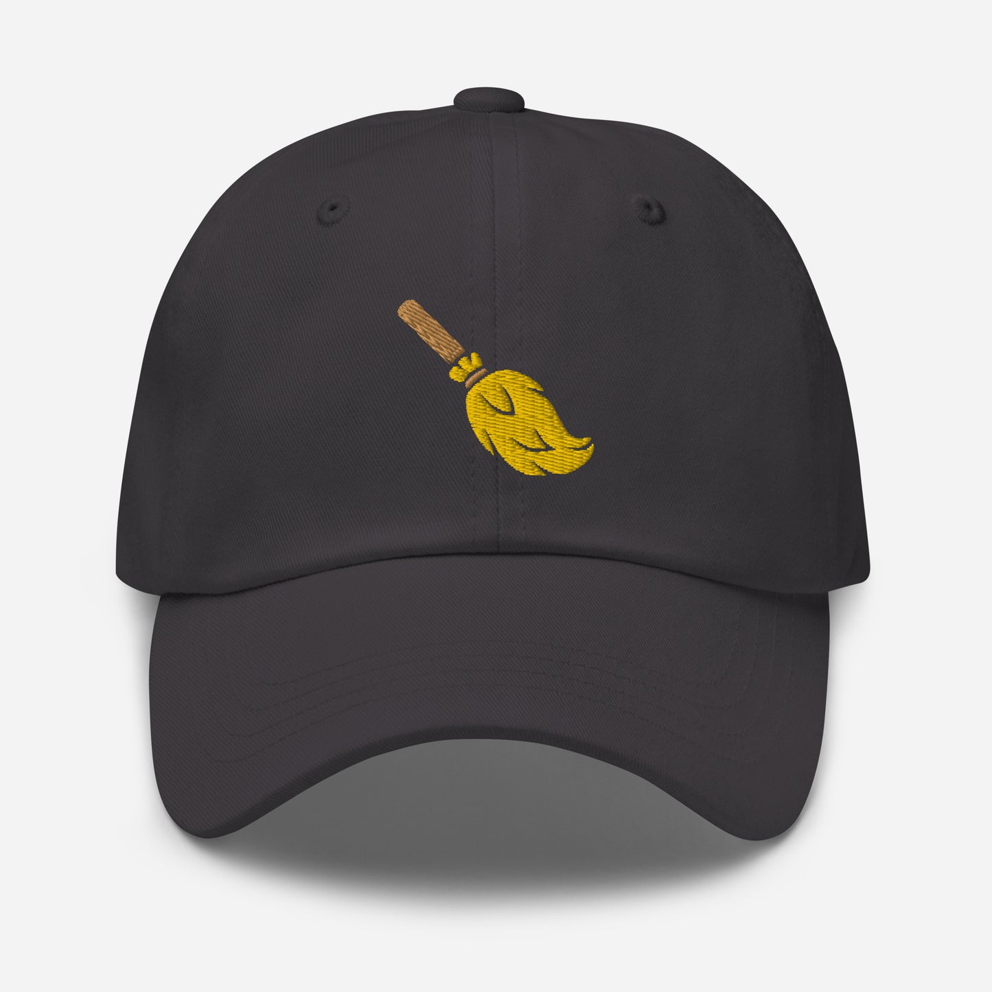 Halloween Broom Dad Hat, Embroidered Witch Broom Stick Unisex Hat, Handmade Dad Cap, Spooky Season Adjustable Baseball Gift Cap