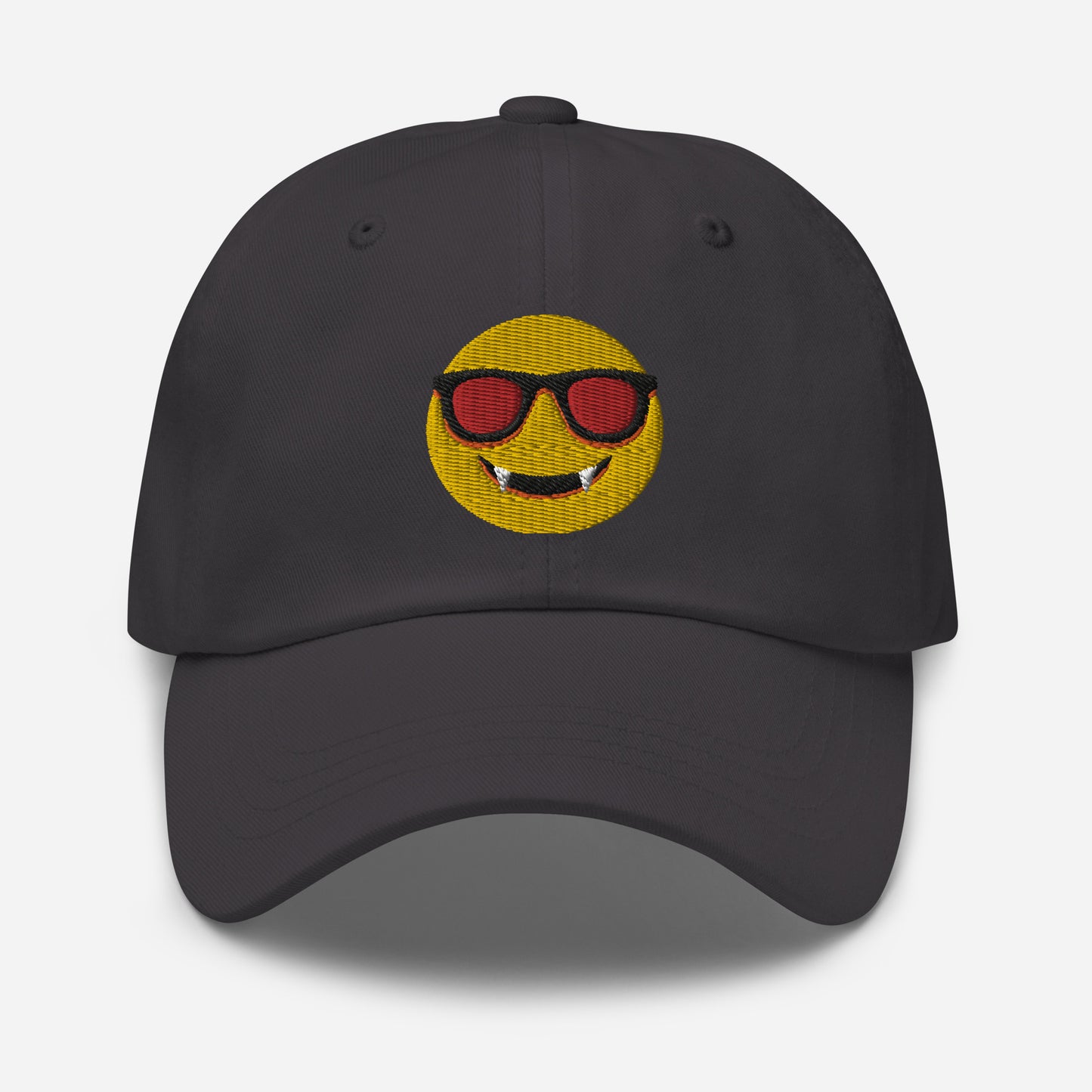 Halloween Dracula Face Dad Hat, Embroidered Evil Emoticon Unisex Hat, Handmade Dad Cap, Scary Smile Emoji Adjustable Baseball Gift Cap