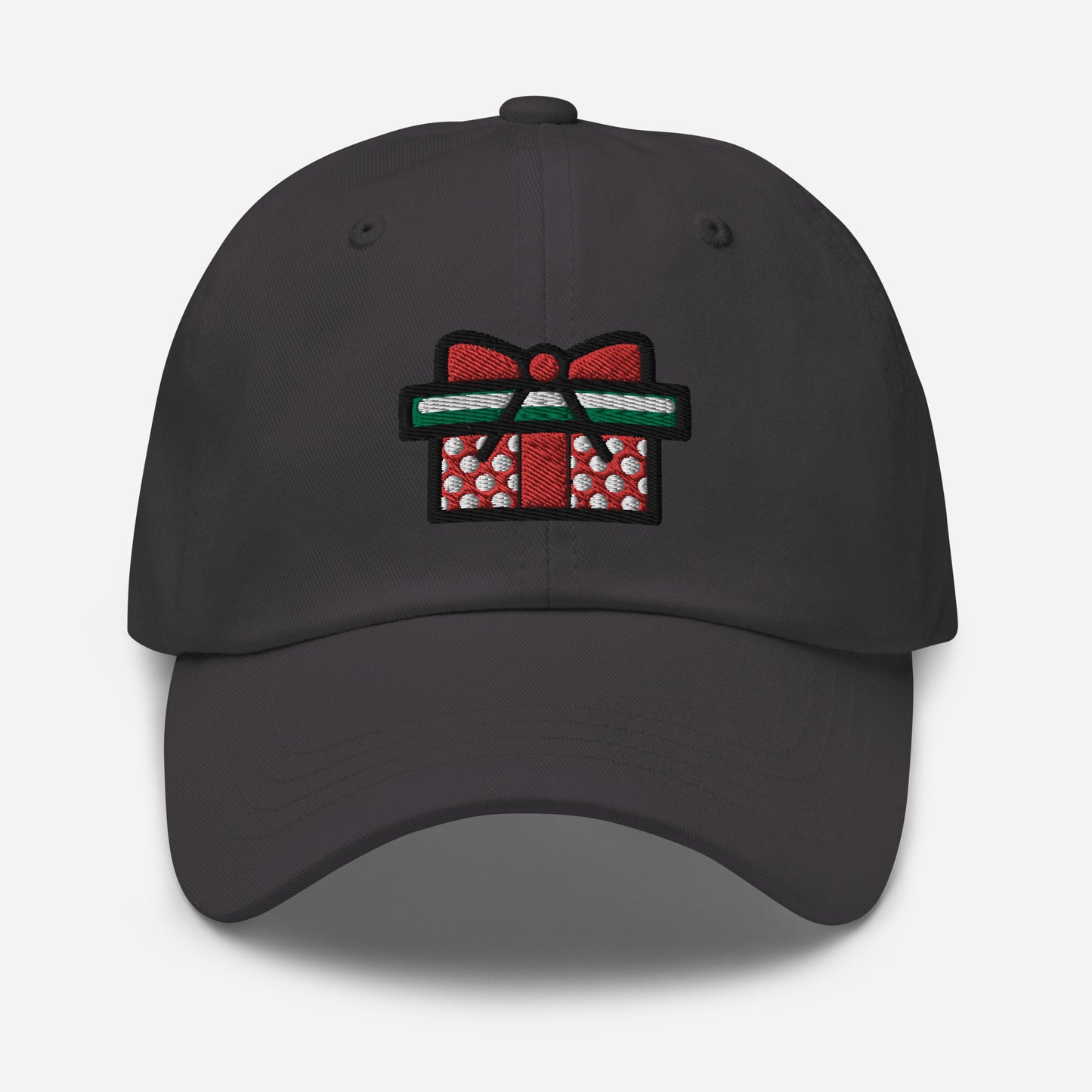 Gift Box Dad Hat, Embroidered Christmas Unisex Hat, Handmade Dad Cap, Xmas Festive Adjustable Baseball Gift Cap