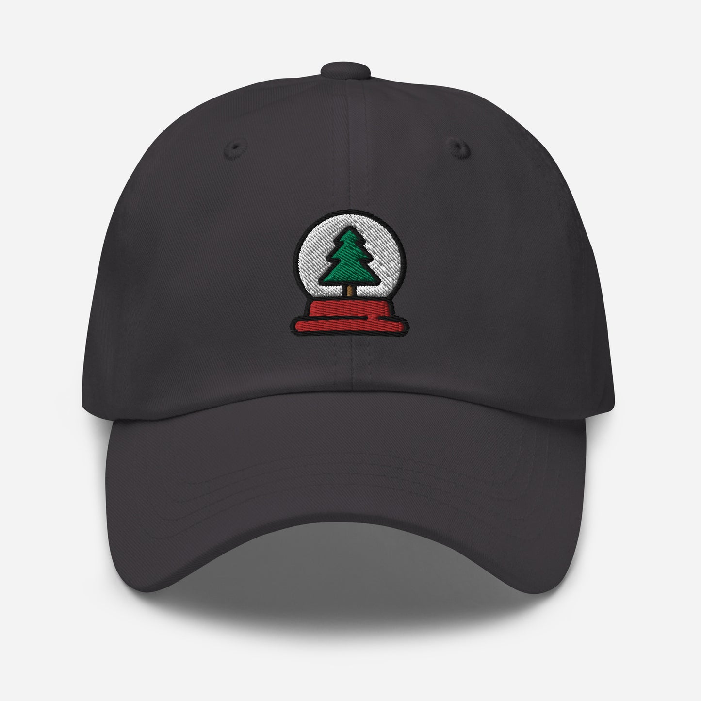 Snow Globe Tree Dad Hat, Embroidered Christmas Unisex Hat, Handmade Dad Cap, Xmas Festive Adjustable Baseball Gift Cap