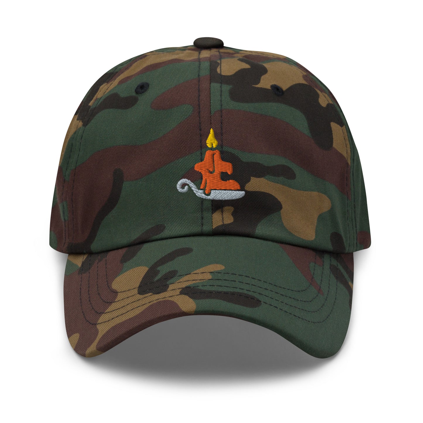 Halloween Candle Dad Hat, Embroidered Burning Candle Unisex Hat, Handmade Dad Cap, Scary Night Adjustable Baseball Gift Cap