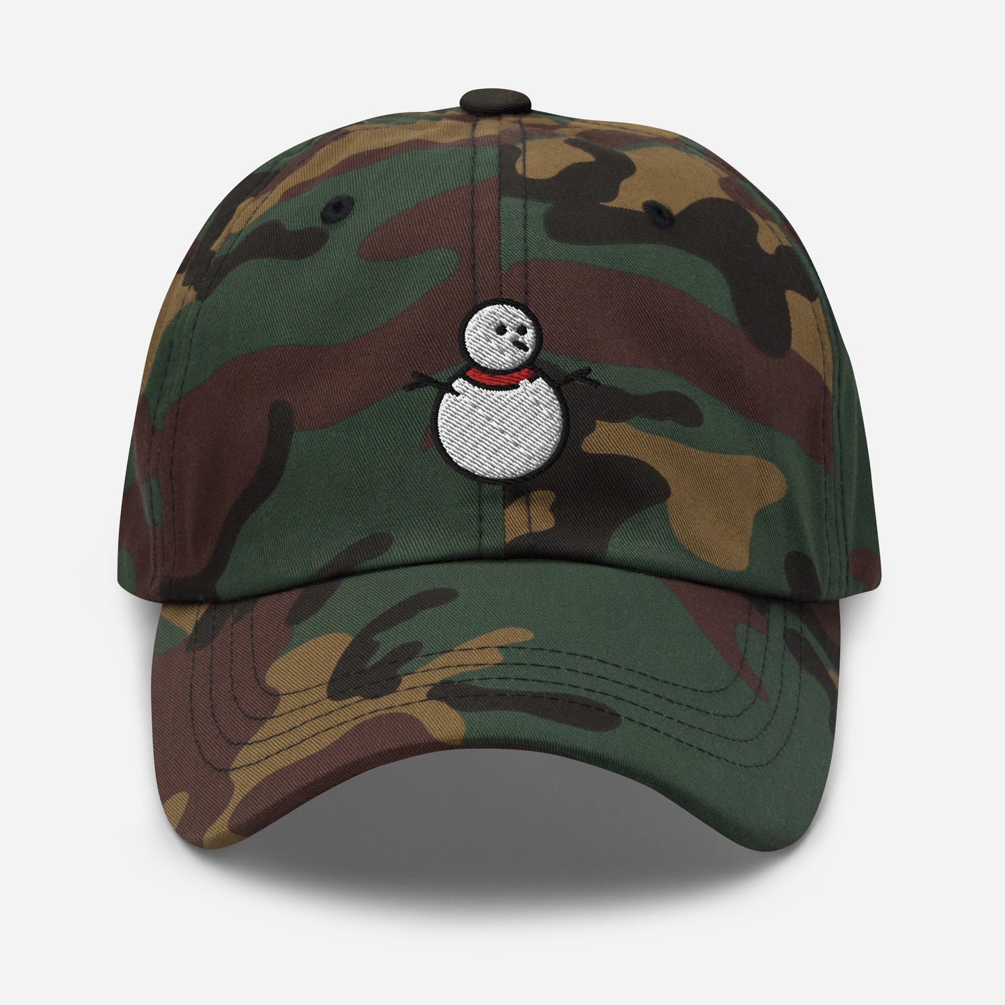 Snowman Dad Hat, Embroidered Christmas Unisex Hat, Handmade Dad Cap, Xmas Festive Adjustable Baseball Gift Cap