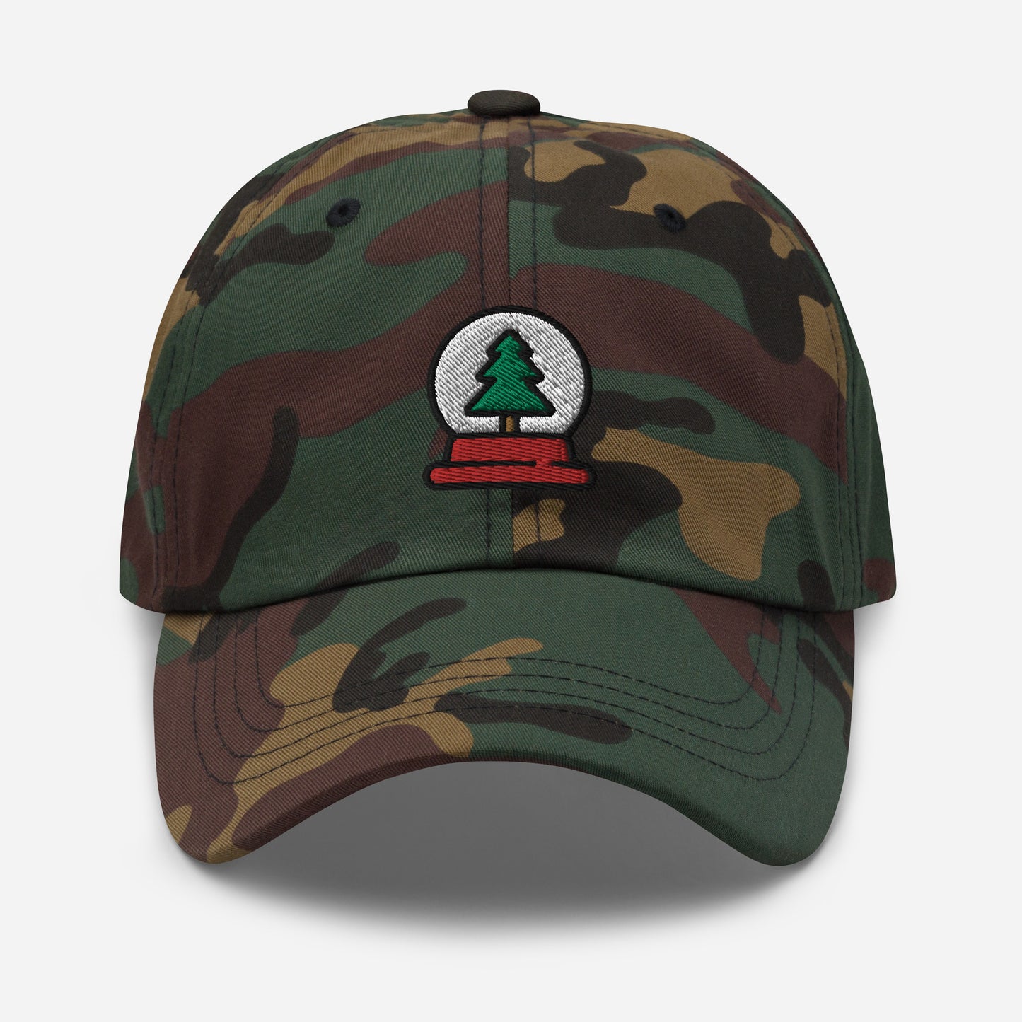 Snow Globe Tree Dad Hat, Embroidered Christmas Unisex Hat, Handmade Dad Cap, Xmas Festive Adjustable Baseball Gift Cap