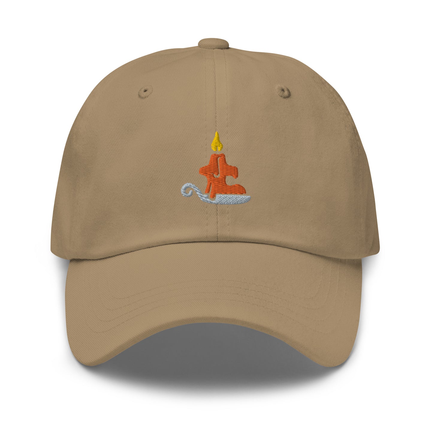 Halloween Candle Dad Hat, Embroidered Burning Candle Unisex Hat, Handmade Dad Cap, Scary Night Adjustable Baseball Gift Cap