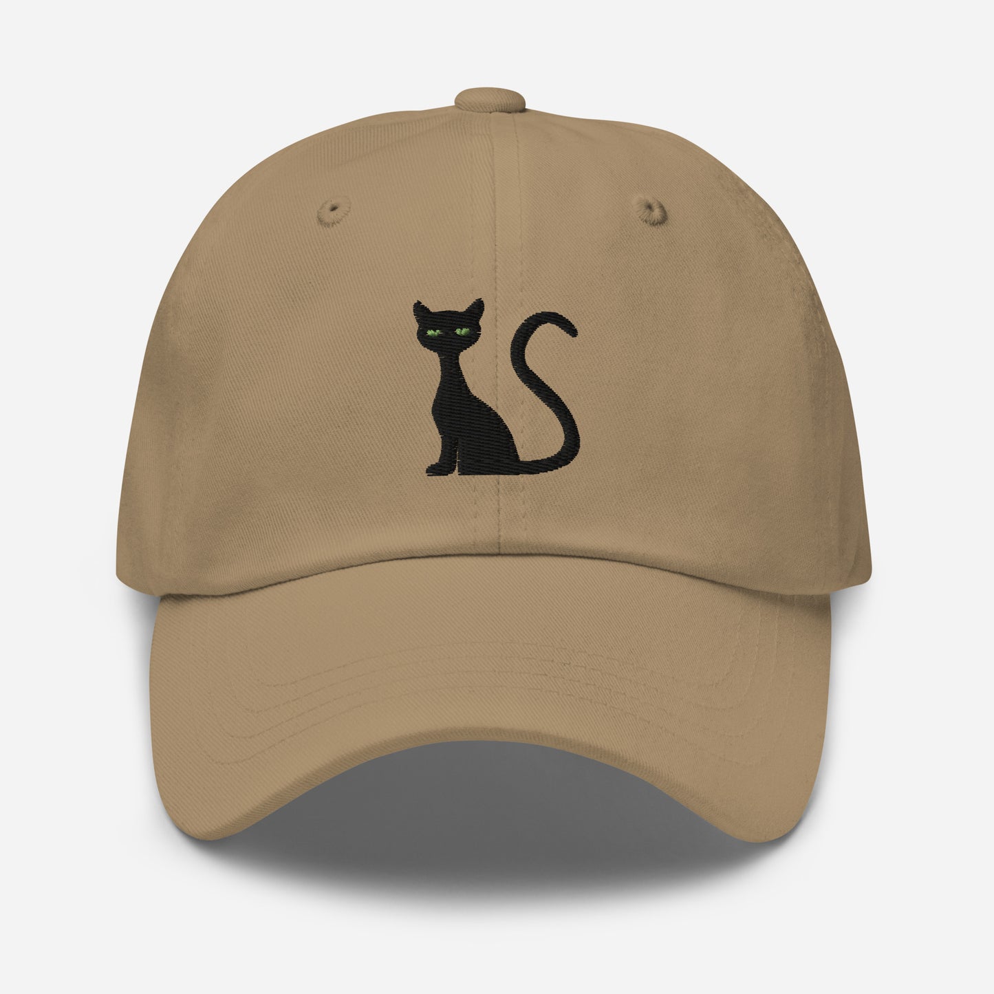 Halloween Black Cat Dad Hat, Embroidered Cat Lovers Unisex Hat, Handmade Dad Cap, Spooky Season Adjustable Baseball Gift Cap