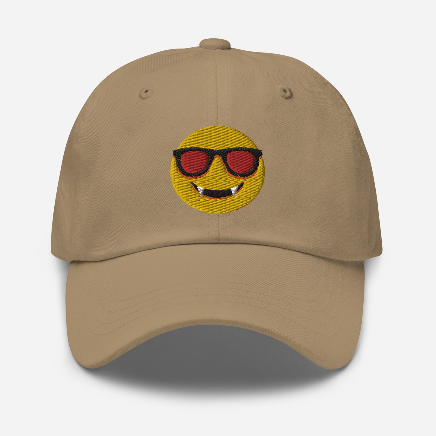 Halloween Dracula Face Dad Hat, Embroidered Evil Emoticon Unisex Hat, Handmade Dad Cap, Scary Smile Emoji Adjustable Baseball Gift Cap
