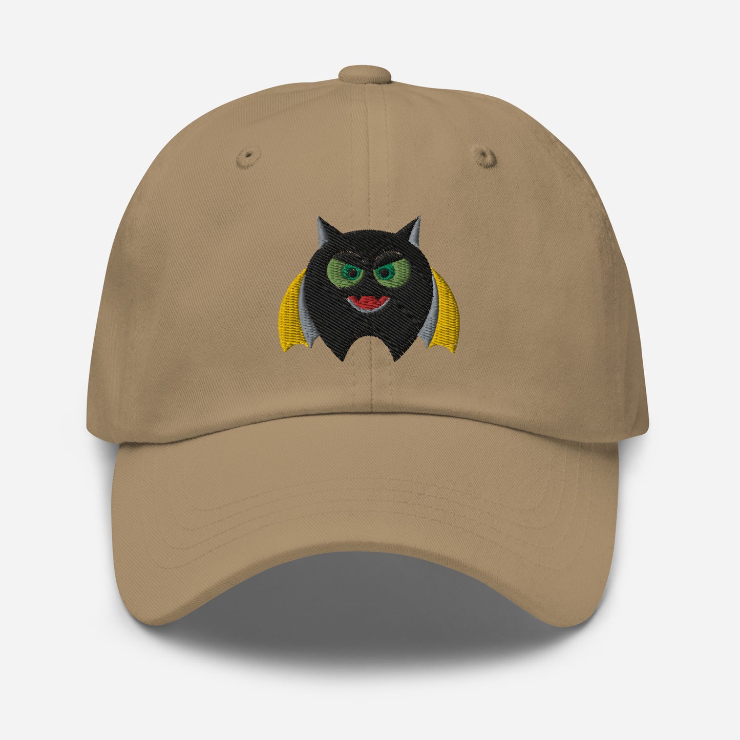Halloween Bat Dad Hat, Embroidered Flying Bat Unisex Hat, Handmade Dad Cap, Scary Spooky Season Adjustable Baseball Gift Cap