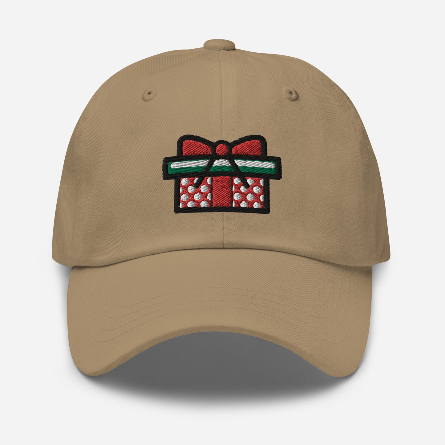 Gift Box Dad Hat, Embroidered Christmas Unisex Hat, Handmade Dad Cap, Xmas Festive Adjustable Baseball Gift Cap