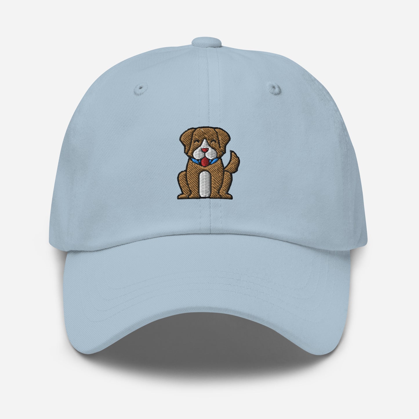 Cute Little Dog Dad Hat, Embroidered Puppy Dog Unisex Hat, Handmade Dad Cap, Smiling Animal Adjustable Baseball Gift Cap