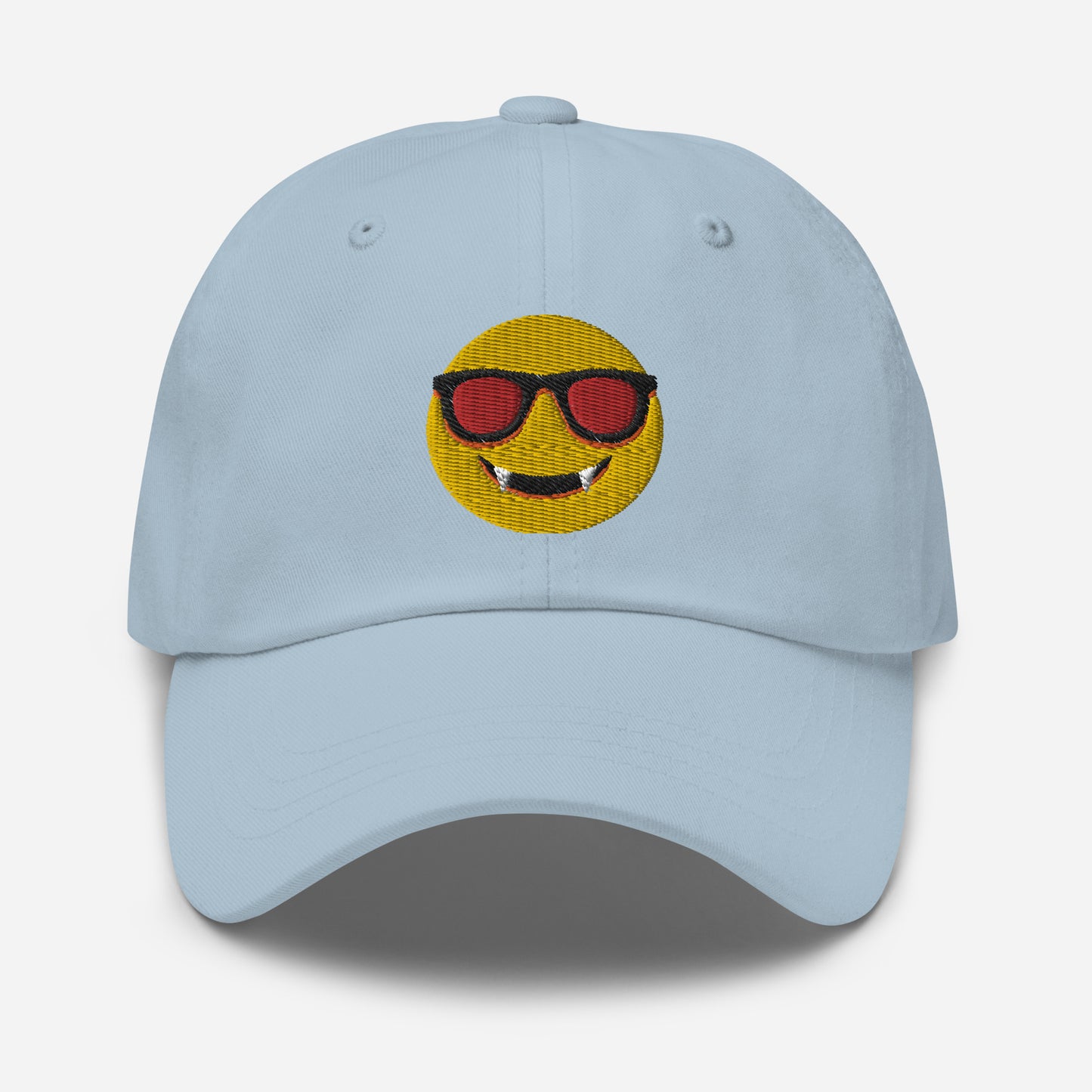 Halloween Dracula Face Dad Hat, Embroidered Evil Emoticon Unisex Hat, Handmade Dad Cap, Scary Smile Emoji Adjustable Baseball Gift Cap