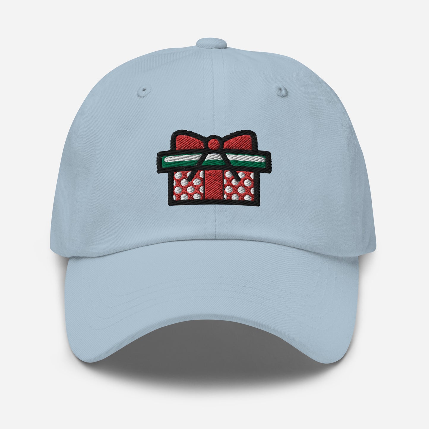 Gift Box Dad Hat, Embroidered Christmas Unisex Hat, Handmade Dad Cap, Xmas Festive Adjustable Baseball Gift Cap