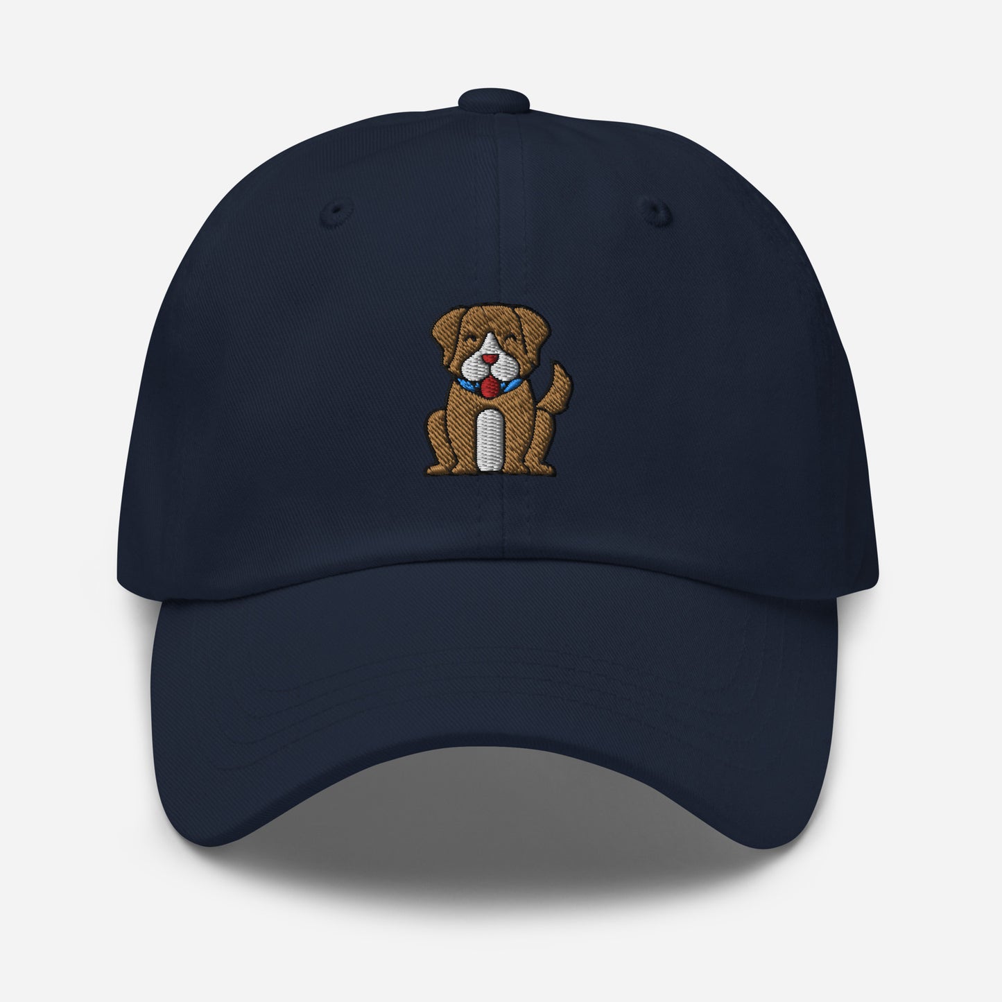 Cute Little Dog Dad Hat, Embroidered Puppy Dog Unisex Hat, Handmade Dad Cap, Smiling Animal Adjustable Baseball Gift Cap