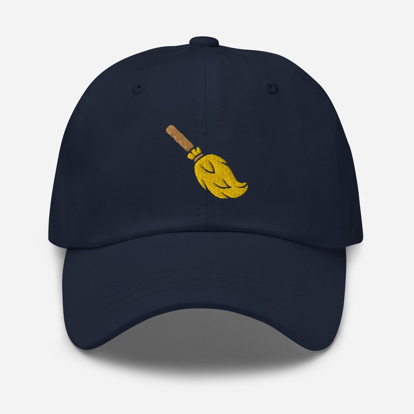 Halloween Broom Dad Hat, Embroidered Witch Broom Stick Unisex Hat, Handmade Dad Cap, Spooky Season Adjustable Baseball Gift Cap