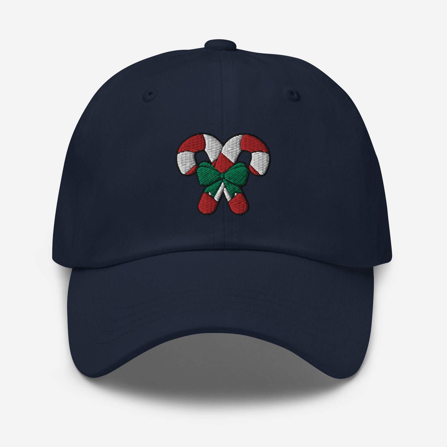 Candy Cane Dad Hat, Embroidered Christmas Unisex Hat, Handmade Dad Cap, Xmas Festive Adjustable Baseball Gift Cap