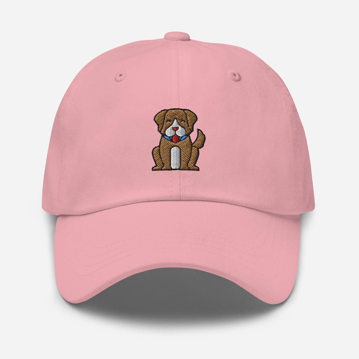 Cute Little Dog Dad Hat, Embroidered Puppy Dog Unisex Hat, Handmade Dad Cap, Smiling Animal Adjustable Baseball Gift Cap