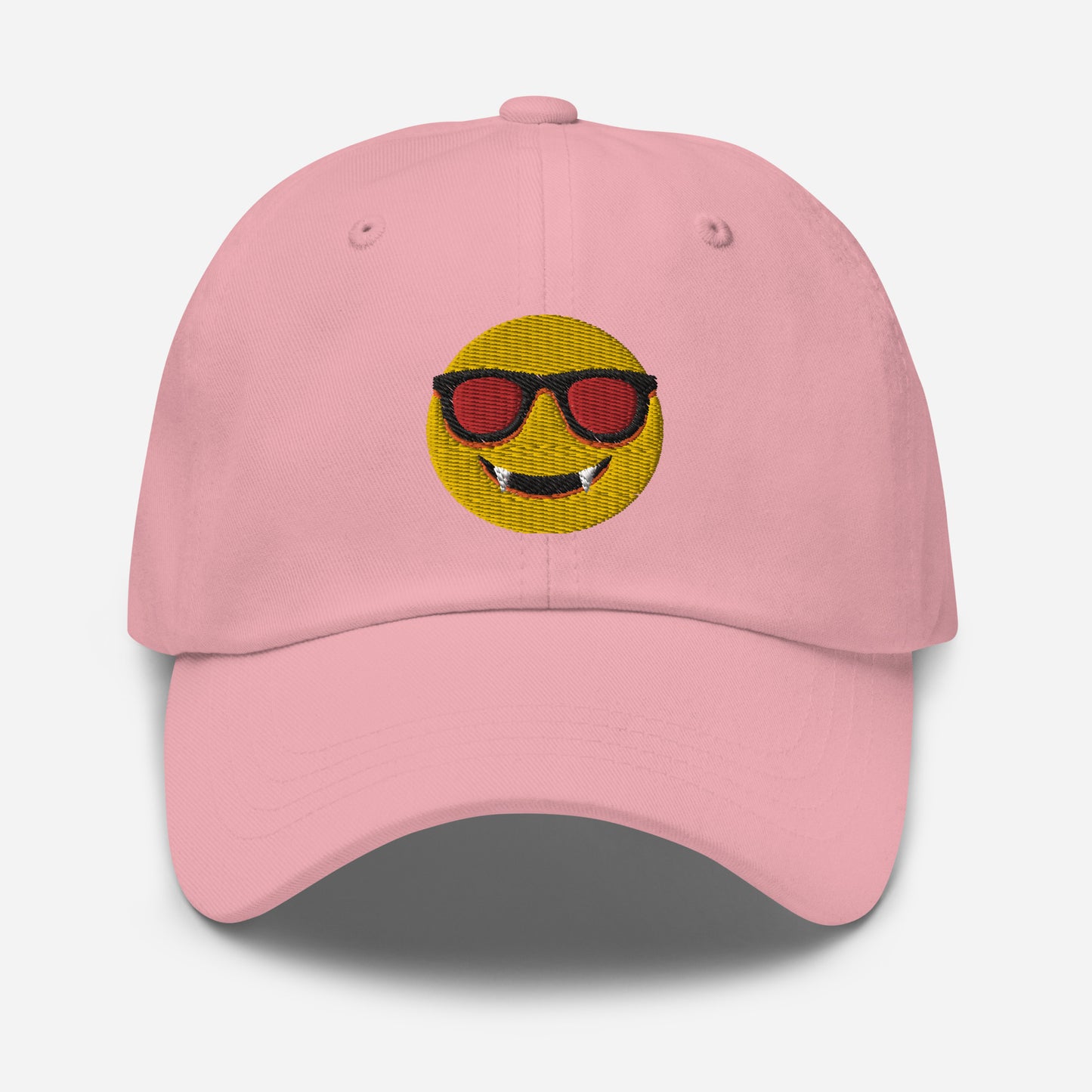 Halloween Dracula Face Dad Hat, Embroidered Evil Emoticon Unisex Hat, Handmade Dad Cap, Scary Smile Emoji Adjustable Baseball Gift Cap