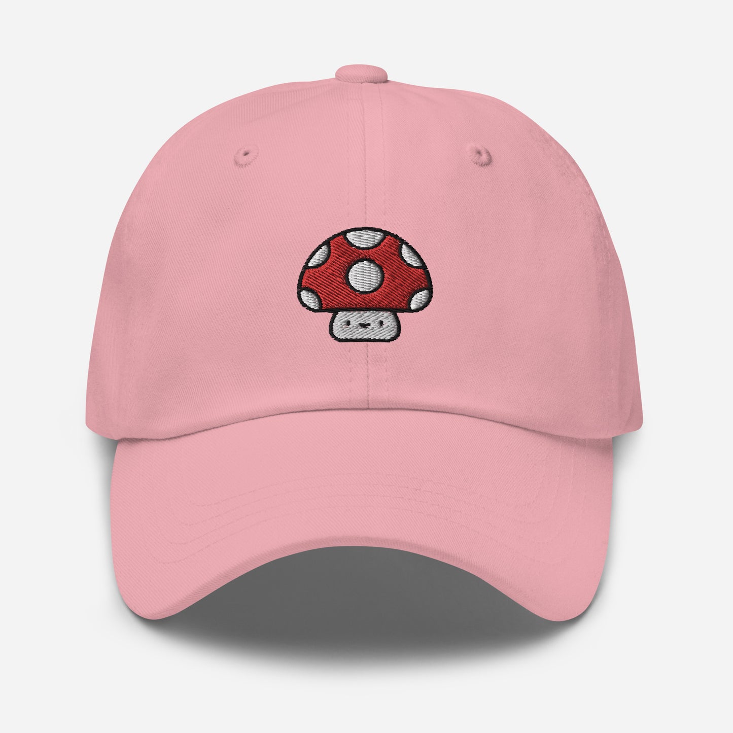 Mushroom Dad Hat, Embroidered Toadstool Unisex Hat, Handmade Dad Cap, Smiley Mushroom Adjustable Baseball Gift Cap