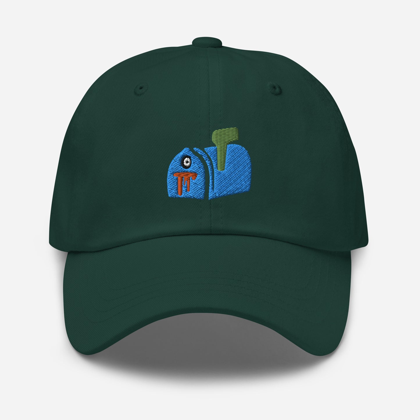 Halloween Mail Box Dad Hat, Embroidered Horror Scary Unisex Hat, Handmade Dad Cap, Spooky Season Adjustable Baseball Gift Cap