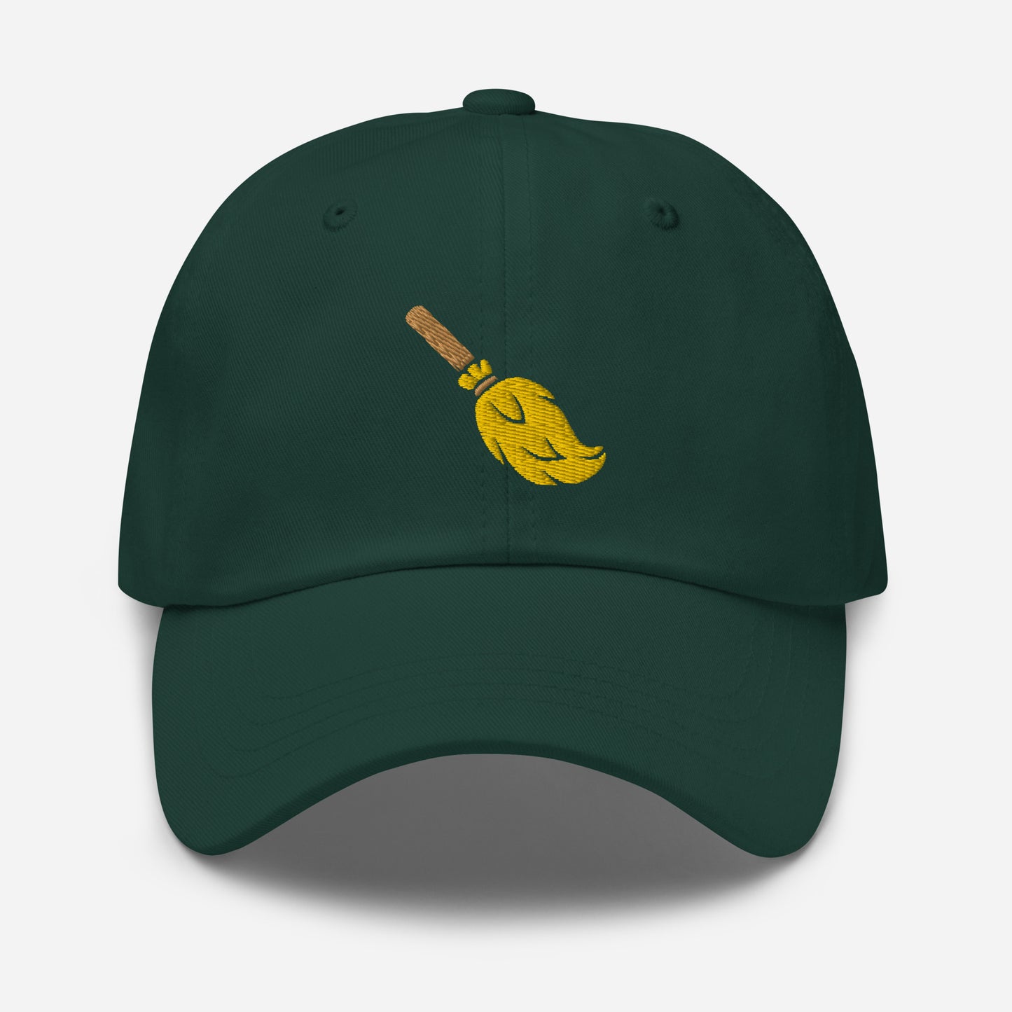 Halloween Broom Dad Hat, Embroidered Witch Broom Stick Unisex Hat, Handmade Dad Cap, Spooky Season Adjustable Baseball Gift Cap