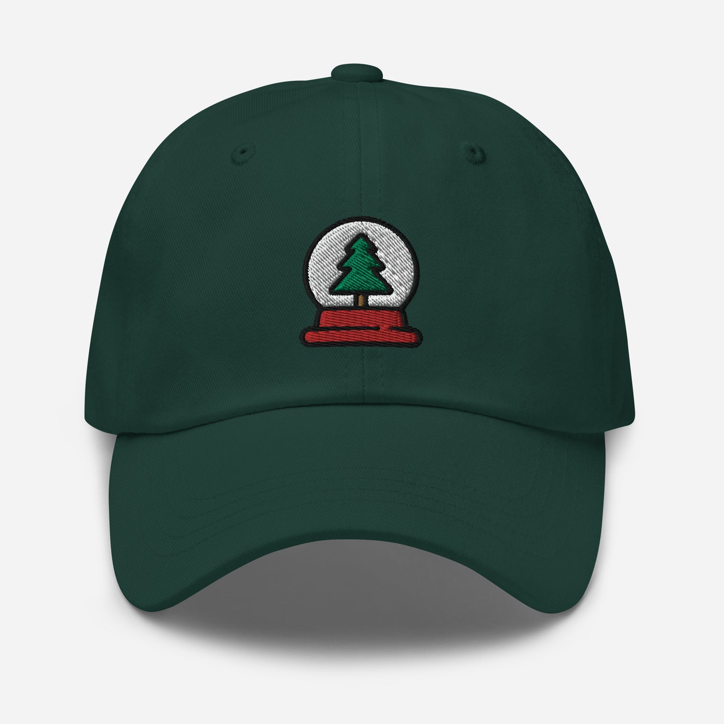 Snow Globe Tree Dad Hat, Embroidered Christmas Unisex Hat, Handmade Dad Cap, Xmas Festive Adjustable Baseball Gift Cap