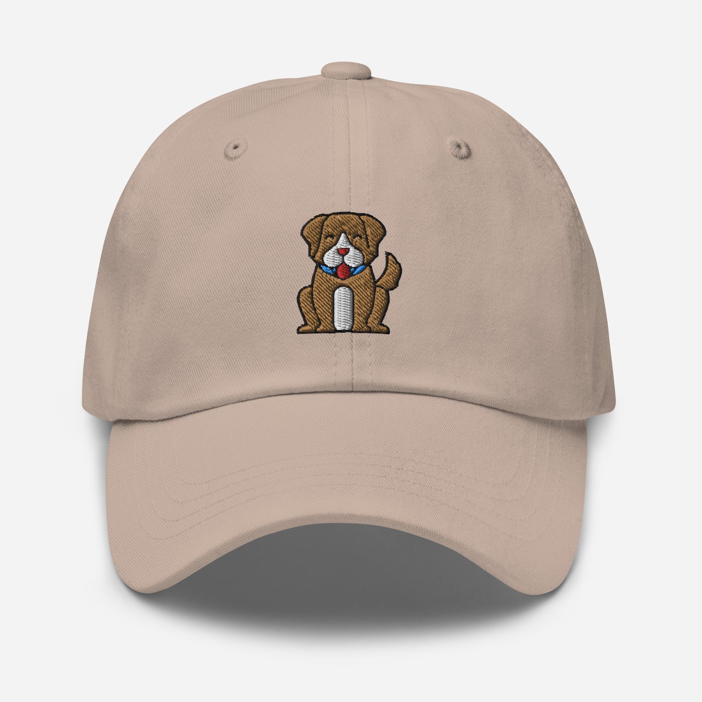 Cute Little Dog Dad Hat, Embroidered Puppy Dog Unisex Hat, Handmade Dad Cap, Smiling Animal Adjustable Baseball Gift Cap
