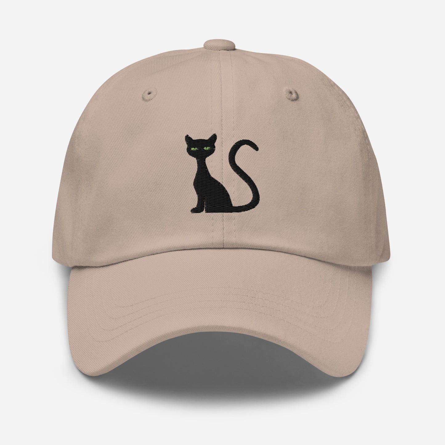 Halloween Black Cat Dad Hat, Embroidered Cat Lovers Unisex Hat, Handmade Dad Cap, Spooky Season Adjustable Baseball Gift Cap