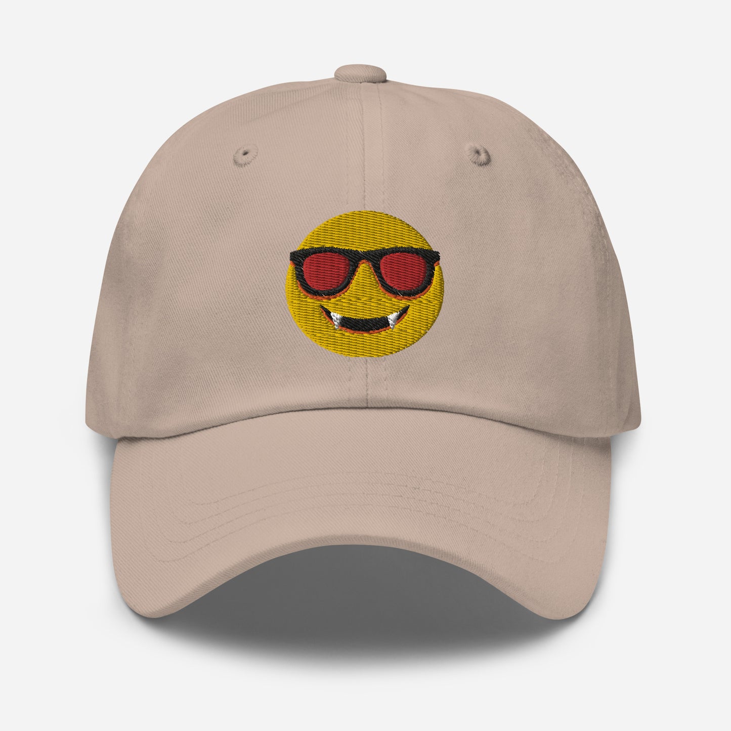 Halloween Dracula Face Dad Hat, Embroidered Evil Emoticon Unisex Hat, Handmade Dad Cap, Scary Smile Emoji Adjustable Baseball Gift Cap