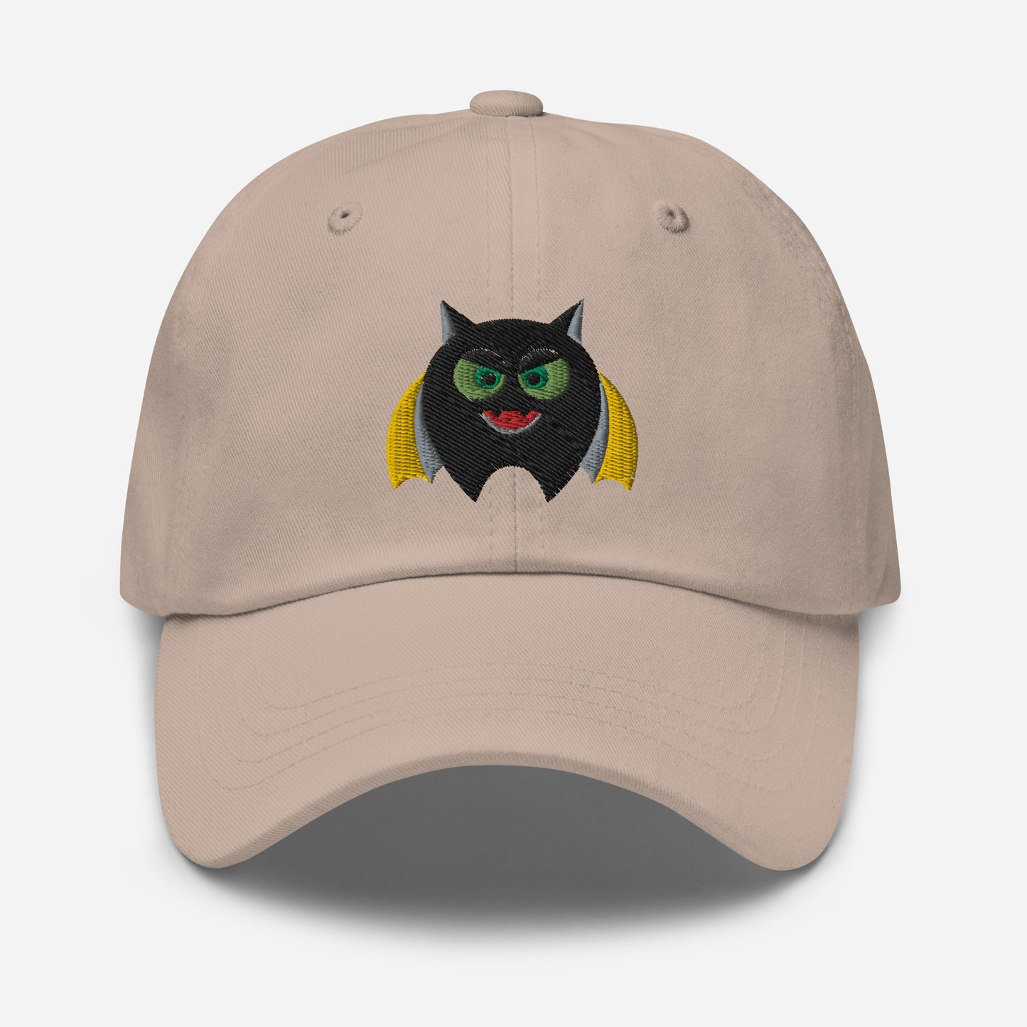 Halloween Bat Dad Hat, Embroidered Flying Bat Unisex Hat, Handmade Dad Cap, Scary Spooky Season Adjustable Baseball Gift Cap