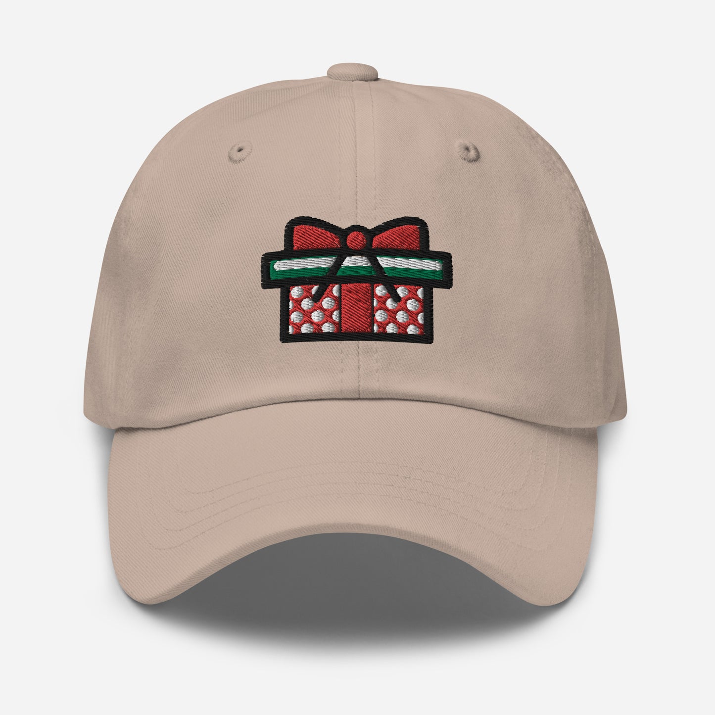 Gift Box Dad Hat, Embroidered Christmas Unisex Hat, Handmade Dad Cap, Xmas Festive Adjustable Baseball Gift Cap