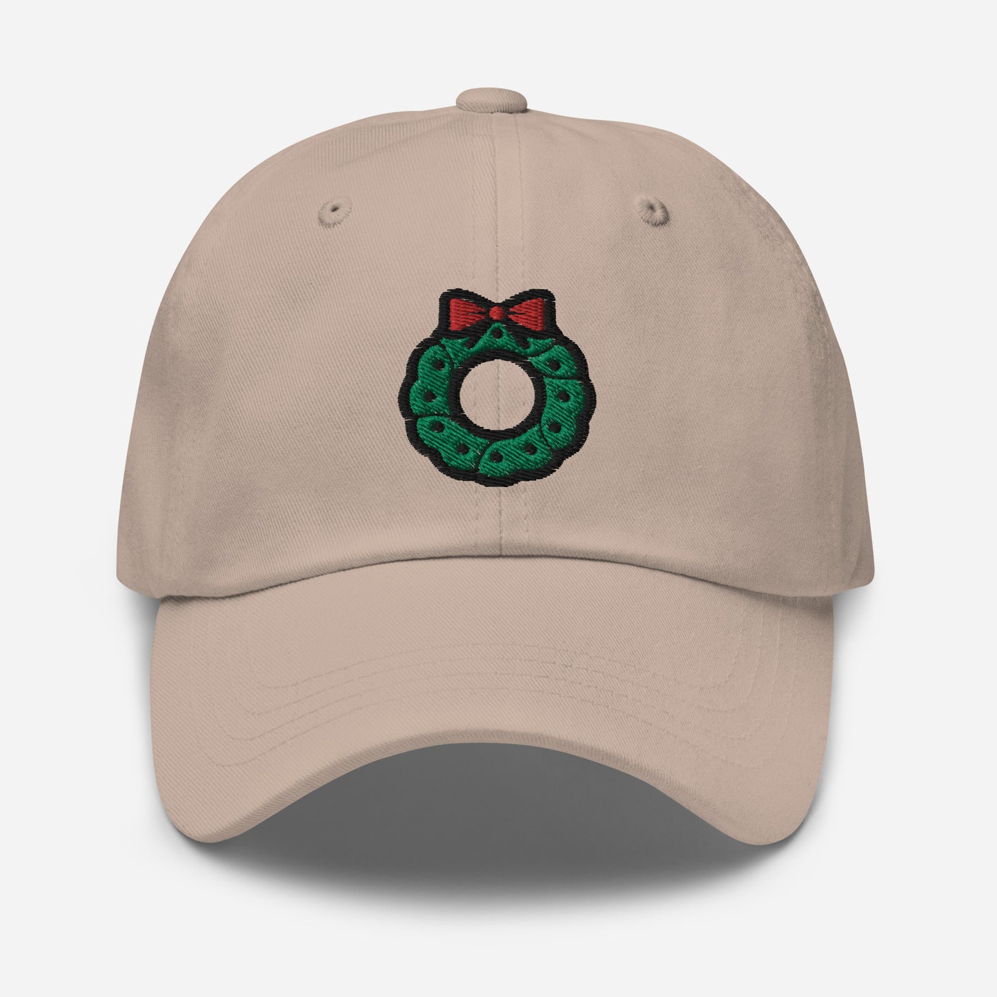 Christmas Wreath Dad Hat, Embroidered Christmas Decor Unisex Hat, Handmade Dad Cap, Xmas Festive Adjustable Baseball Gift Cap