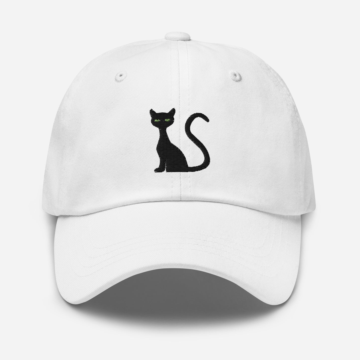 Halloween Black Cat Dad Hat, Embroidered Cat Lovers Unisex Hat, Handmade Dad Cap, Spooky Season Adjustable Baseball Gift Cap