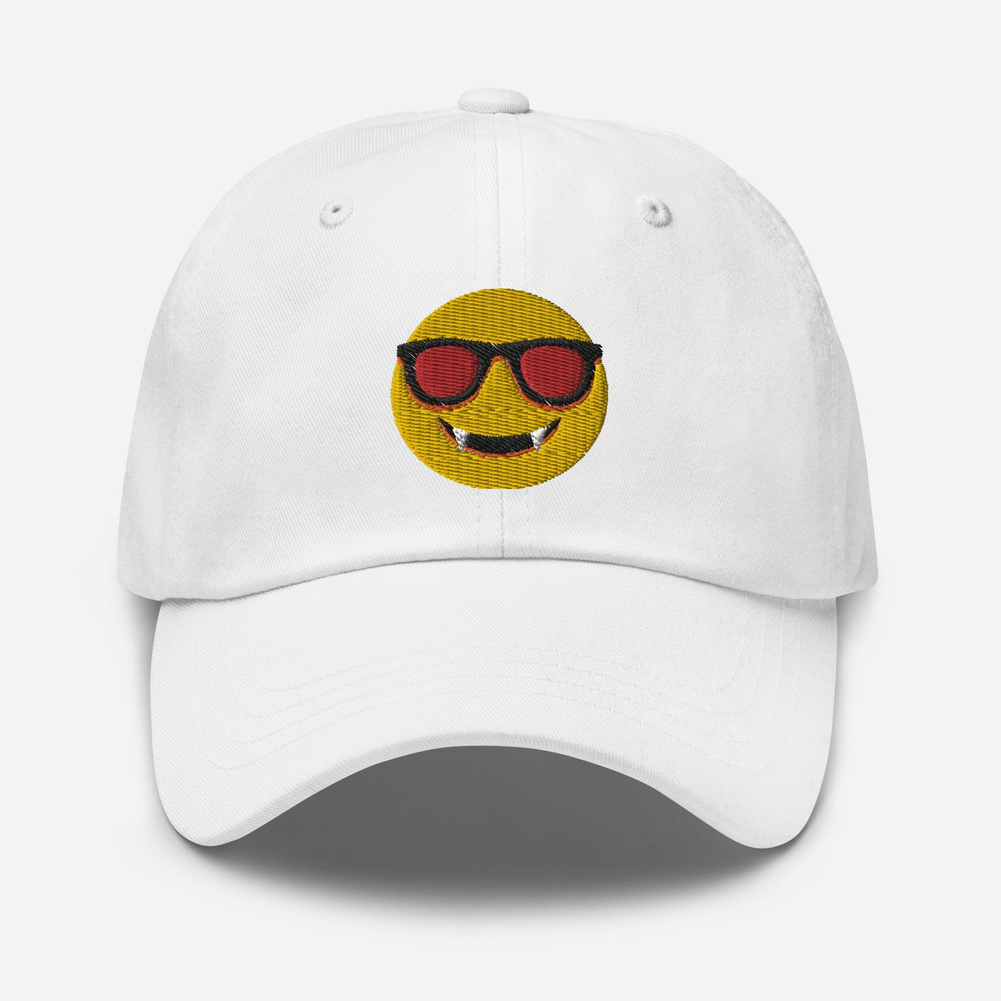 Halloween Dracula Face Dad Hat, Embroidered Evil Emoticon Unisex Hat, Handmade Dad Cap, Scary Smile Emoji Adjustable Baseball Gift Cap
