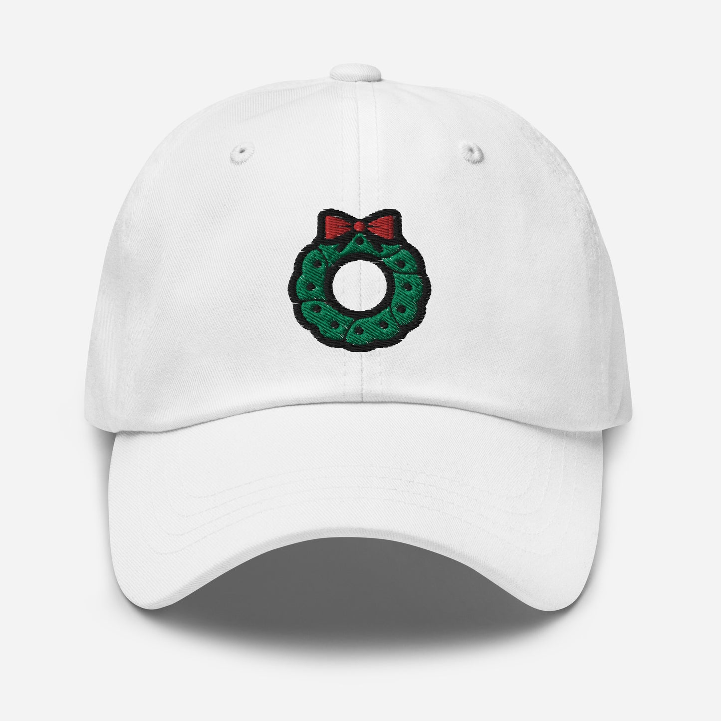 Christmas Wreath Dad Hat, Embroidered Christmas Decor Unisex Hat, Handmade Dad Cap, Xmas Festive Adjustable Baseball Gift Cap
