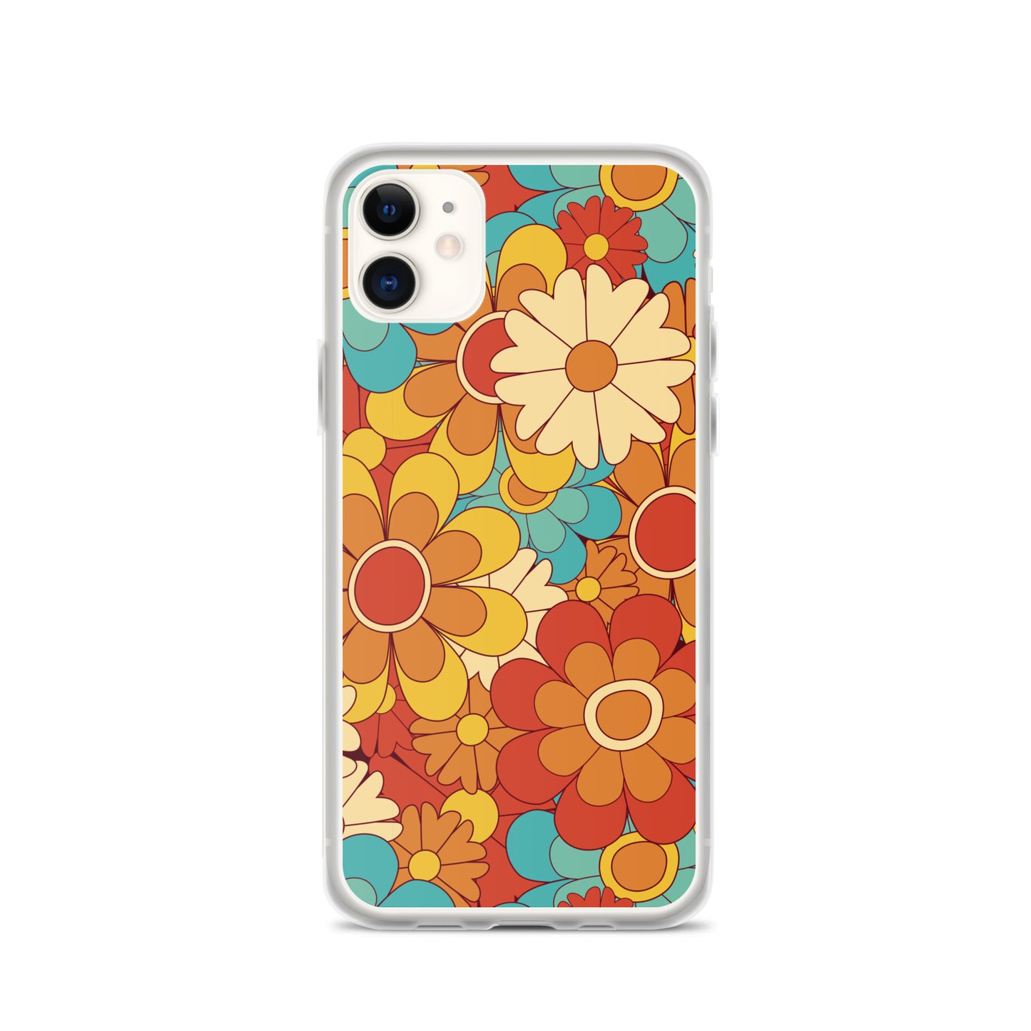 Vintage Retro Colors Groovy Floral Pattern Clear Case for iPhone®