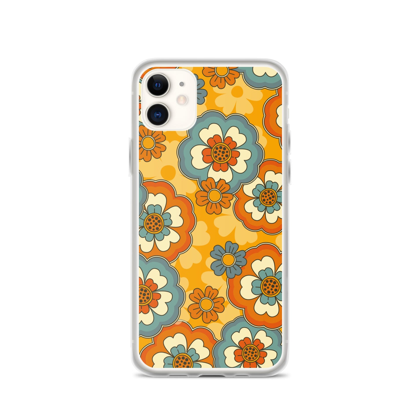 Vintage Retro Colors Groovy Flowers Pattern Clear Case for iPhone®