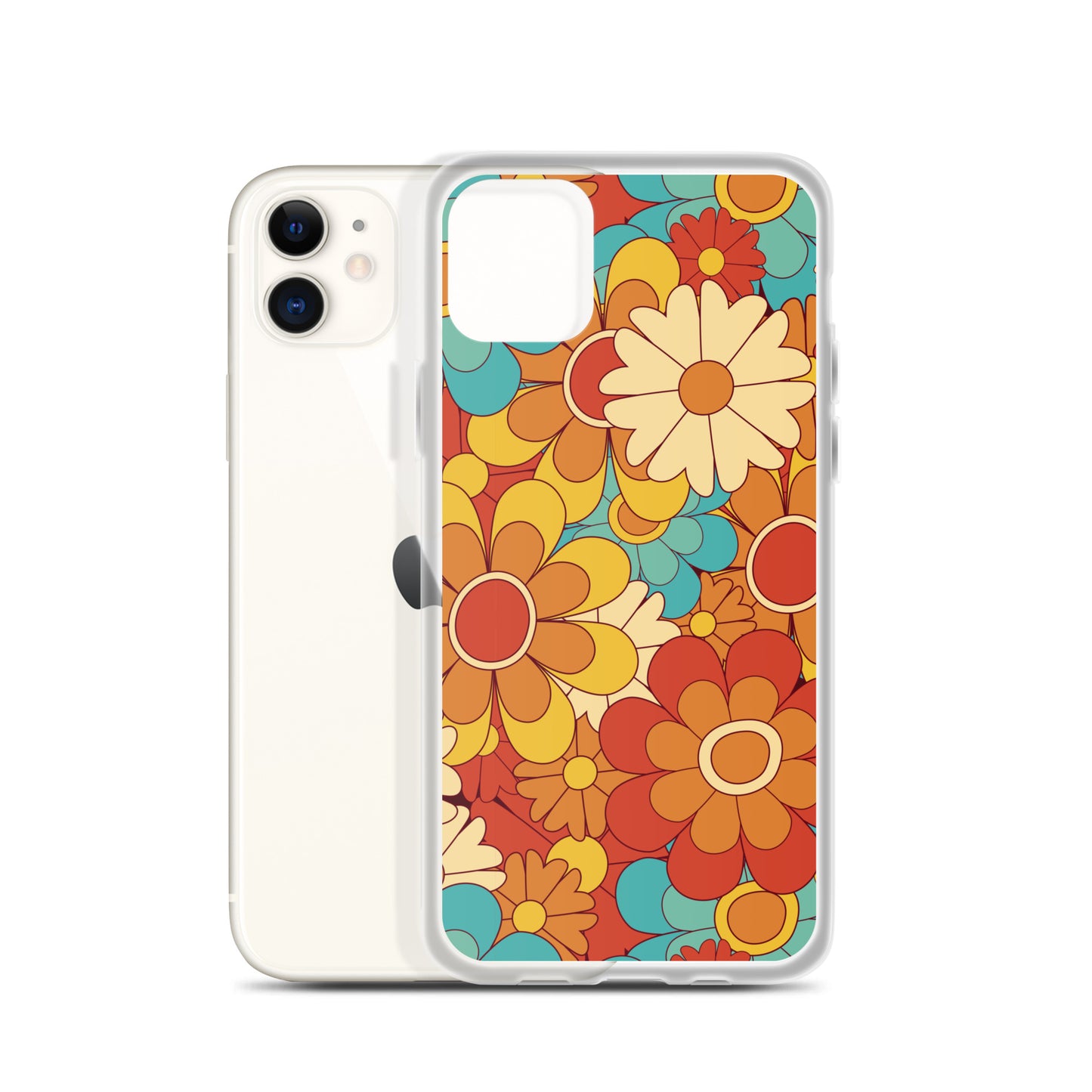 Vintage Retro Colors Groovy Floral Pattern Clear Case for iPhone®