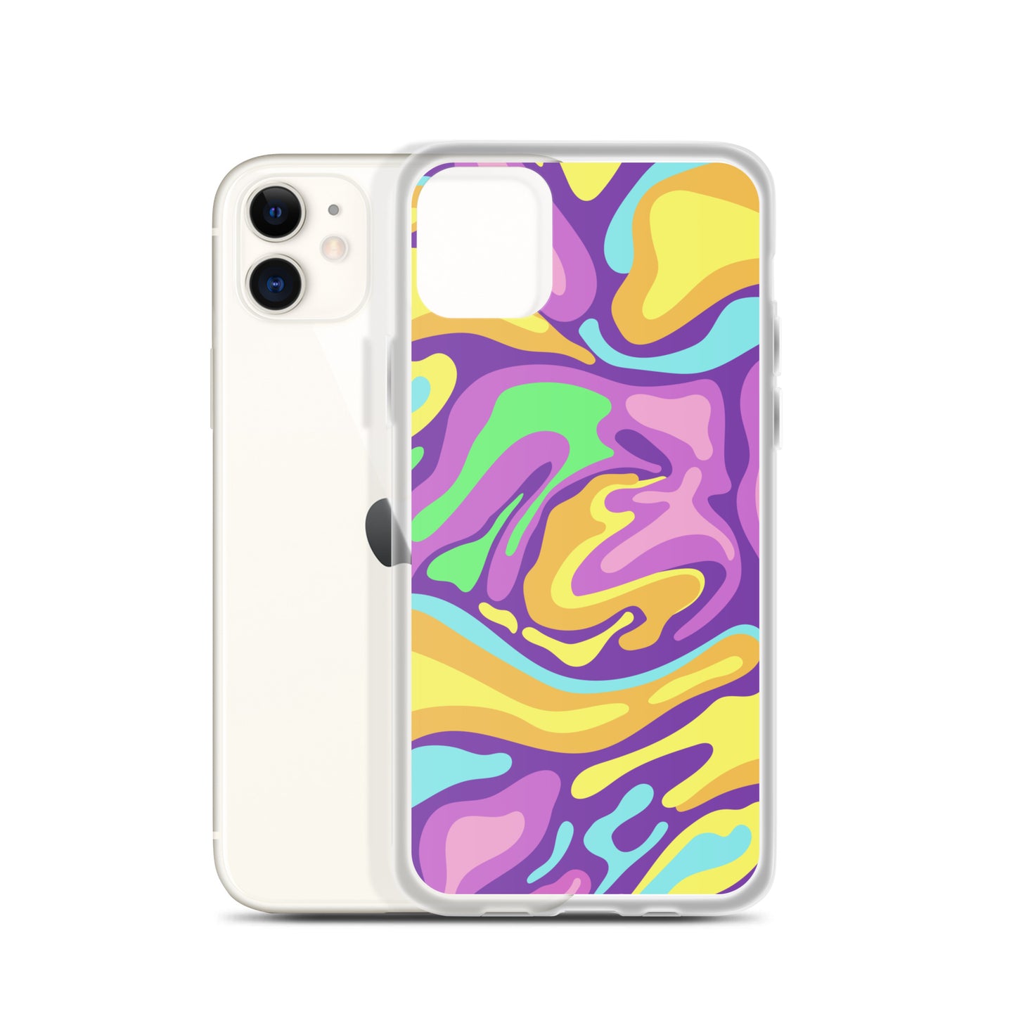 Colorful Groovy Psychedelic Wave Pattern Clear Case for iPhone®