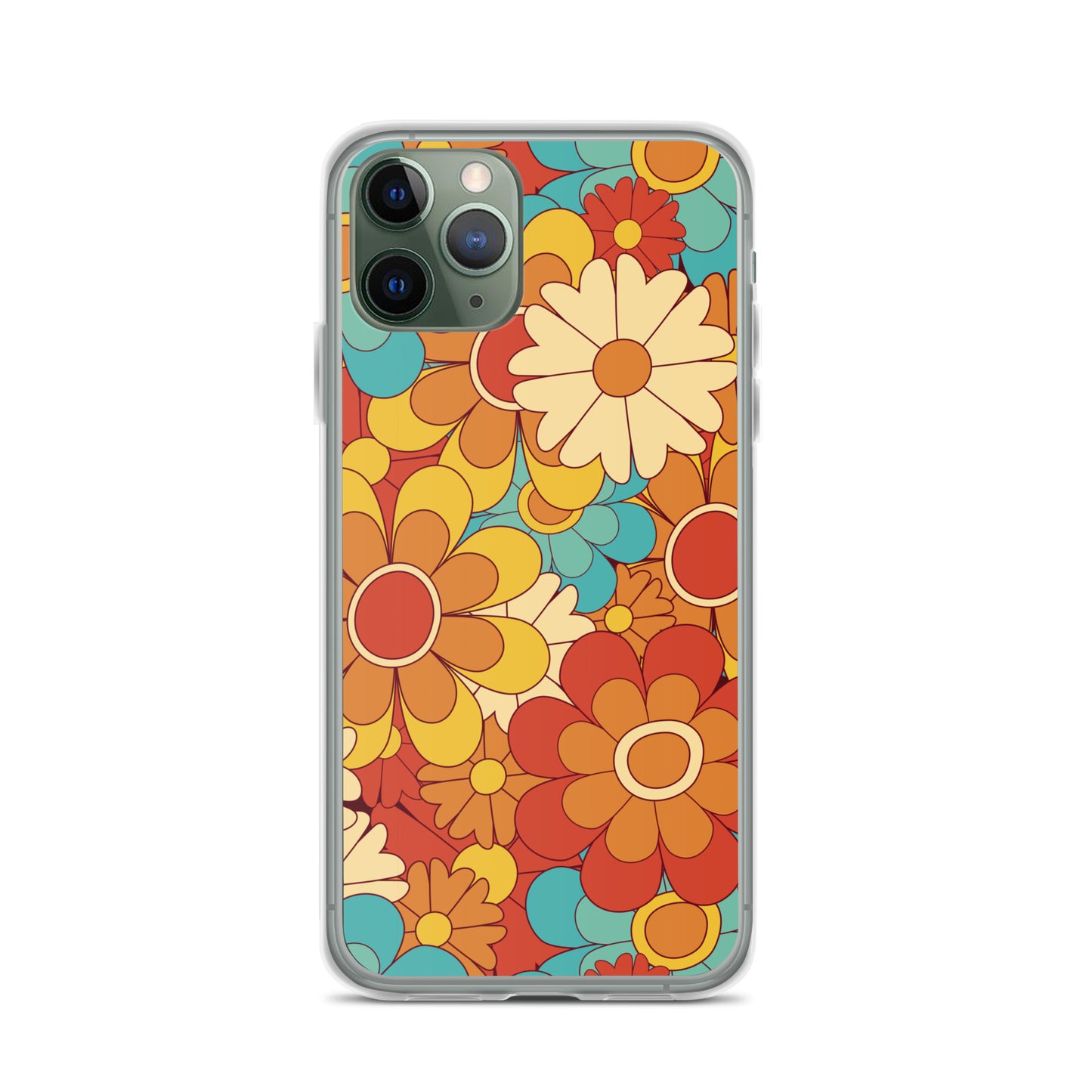 Vintage Retro Colors Groovy Floral Pattern Clear Case for iPhone®