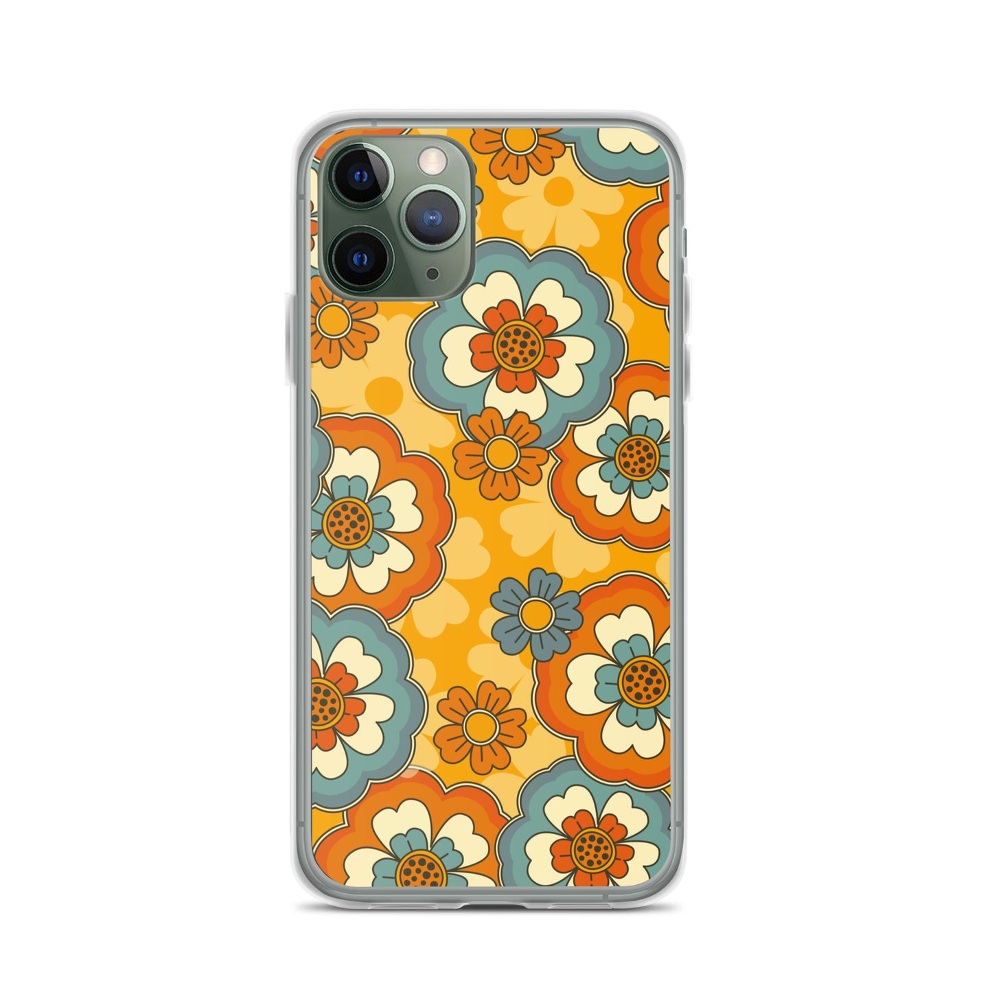 Vintage Retro Colors Groovy Flowers Pattern Clear Case for iPhone®